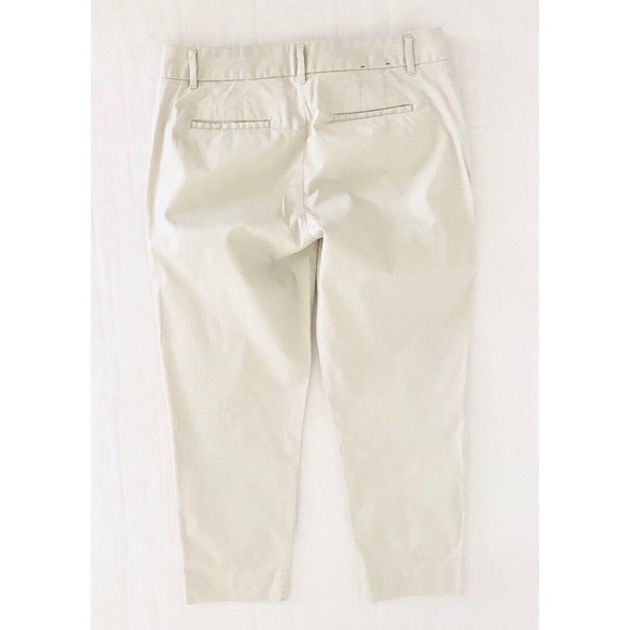 J Crew | Petite Skimmer Pants Size 2 Beige Ankle Crop Cotton Stretch - Picture 3 of 8